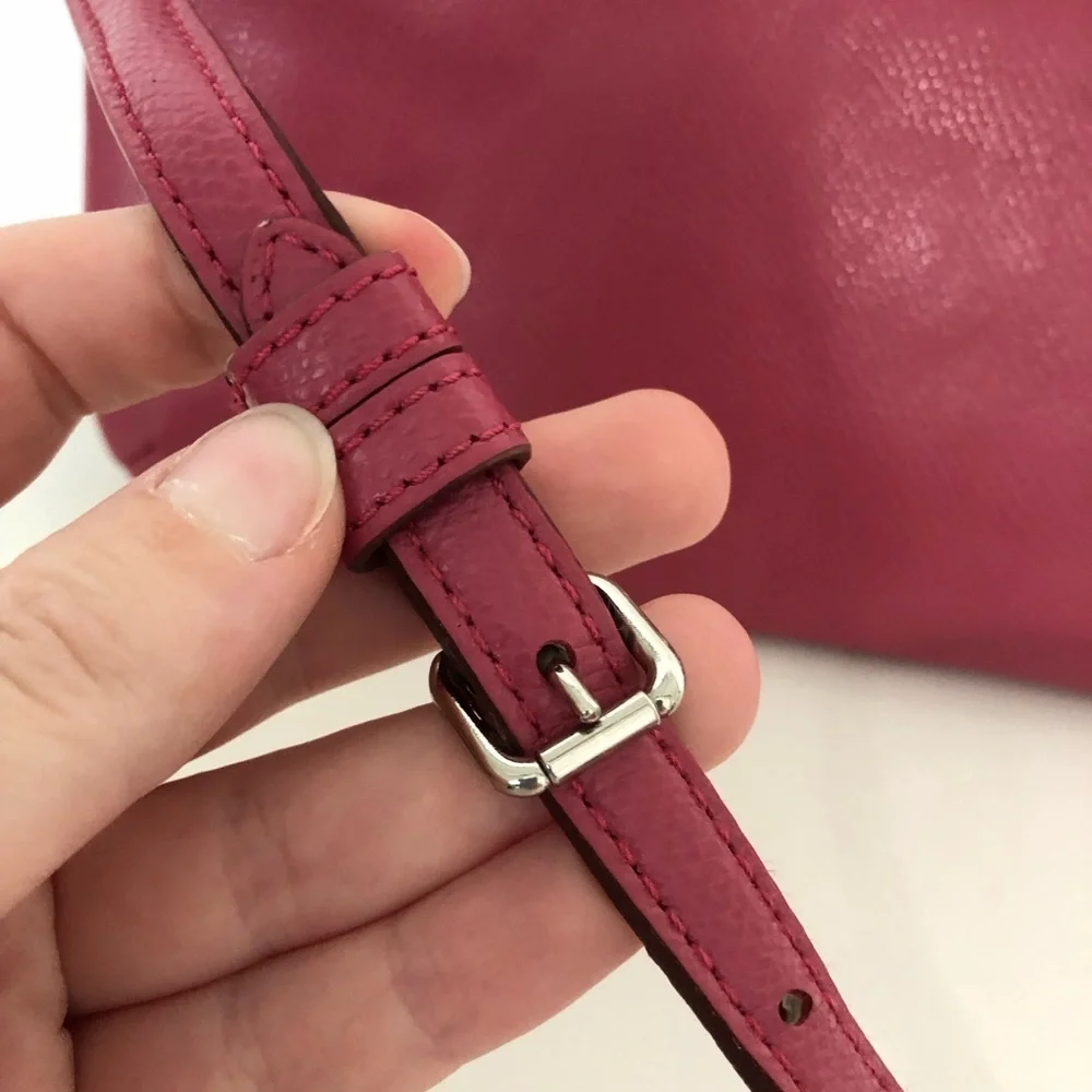Coach Pink Crossgrain Leather East West Crossbody Bag